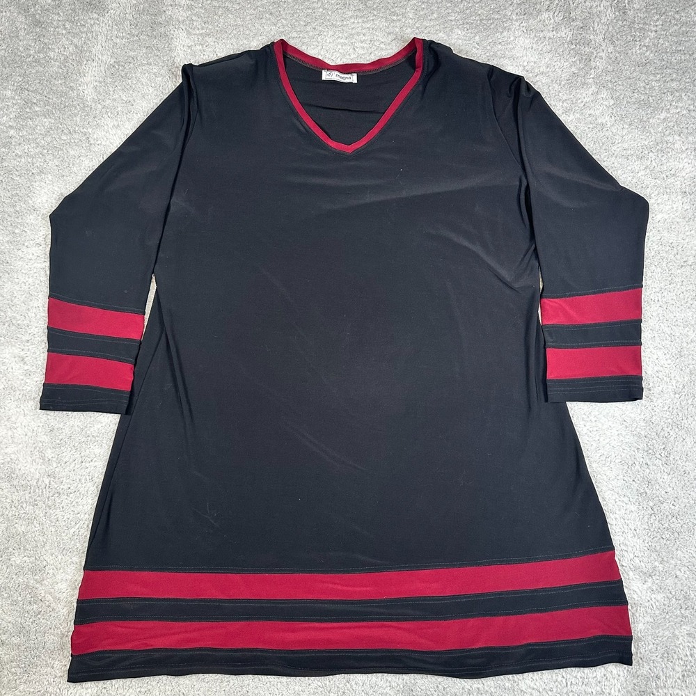 Magna Women's Tunic Top Dress Color Black/Red Plus Size Dress‎ Size 22/24